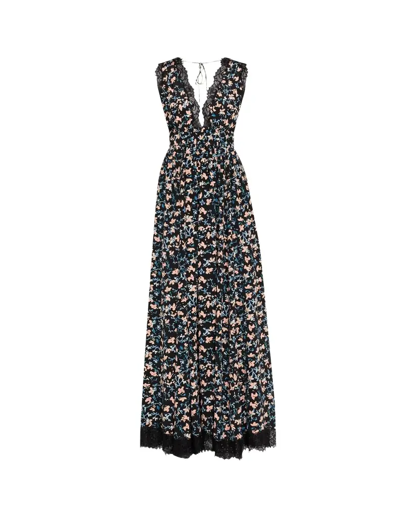 Ulla Johnson Marguerite V-Neck Silk Lace Gown