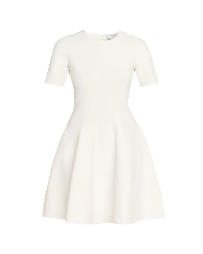 McQueen Seamed Short-Sleeve Mini Dress