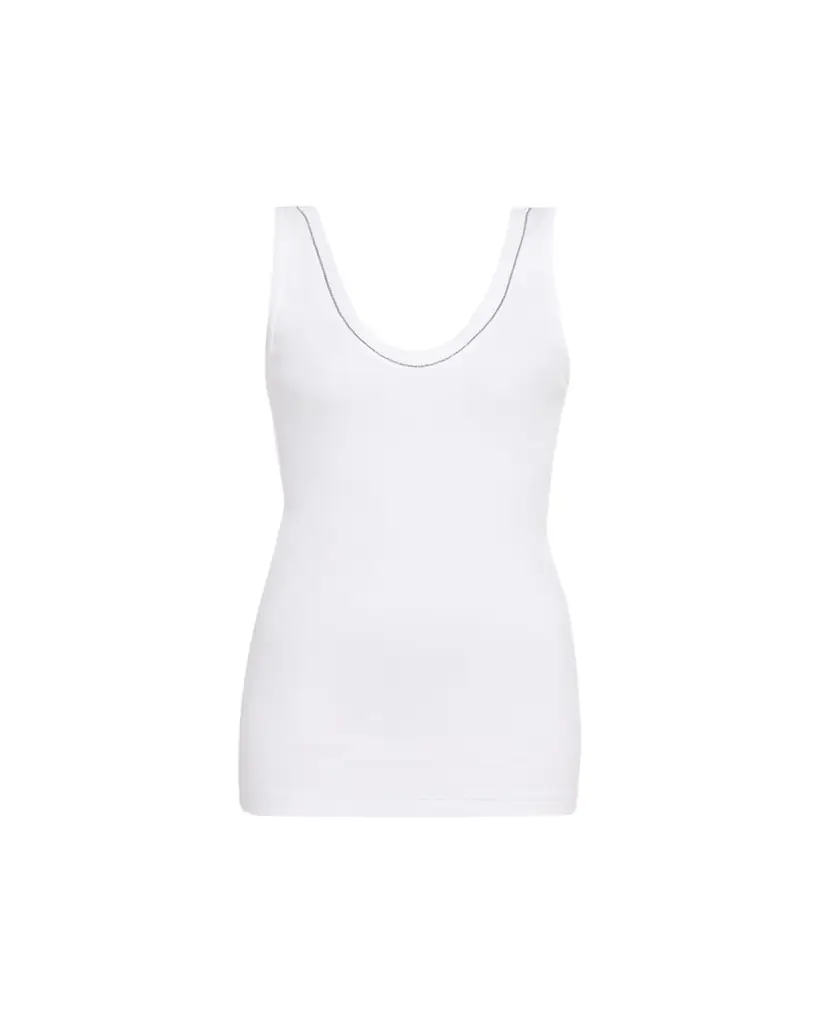 Brunello Cucinelli Monili Scoop-Neck Flat Cotton Rib Tank Top