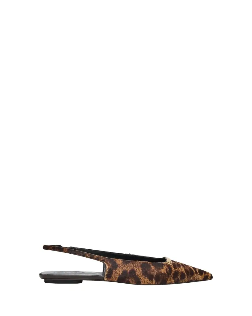 Tod's Leopard-Printed Calf Hair Slingback Flats