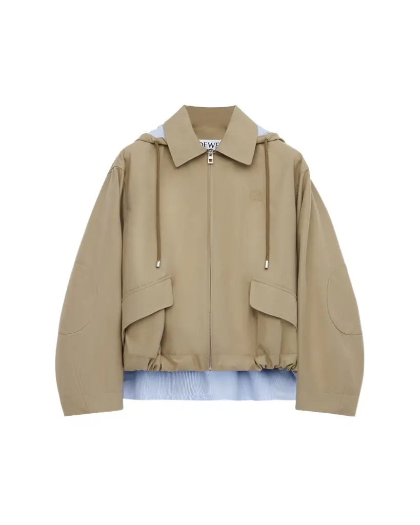 Loewe Striped Lining Slit-Back Hooded Jacket