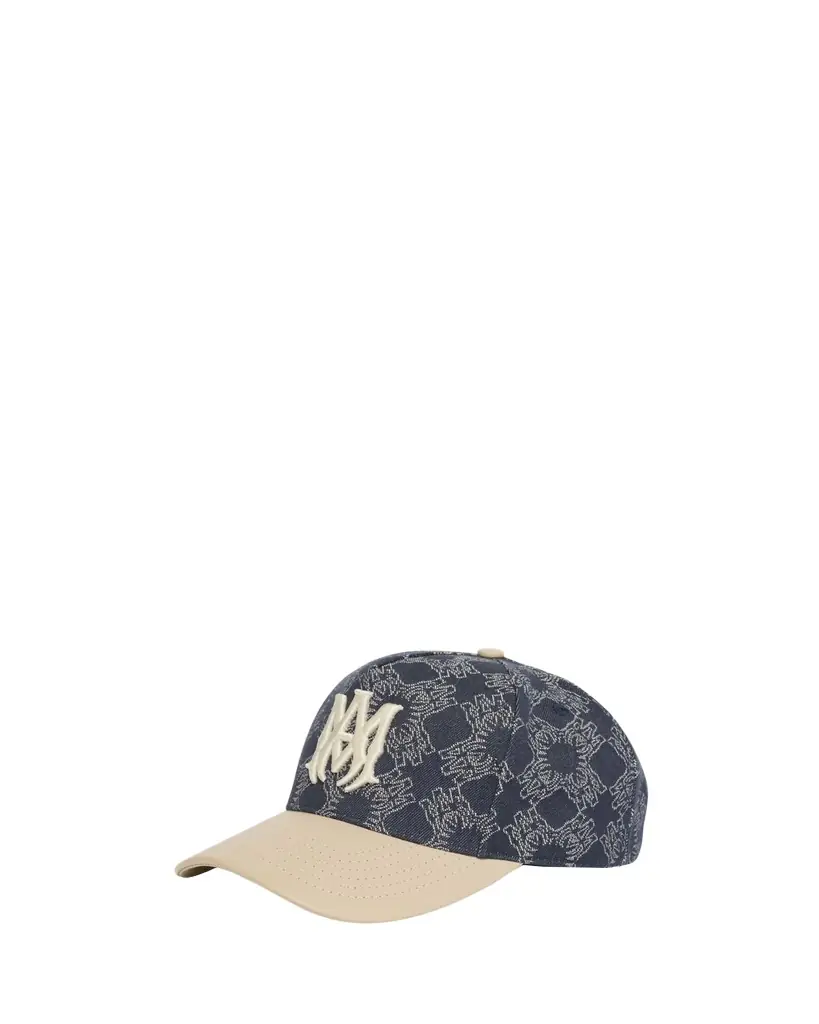 Amiri Men's Denim MA Quad Baseball Cap with Leather Bill