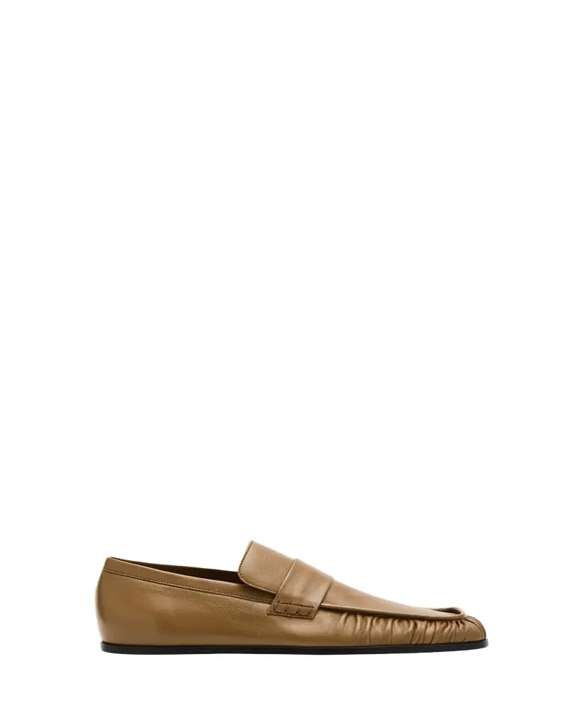 Jil Sander Wrinkled Leather Square-Toe Loafers