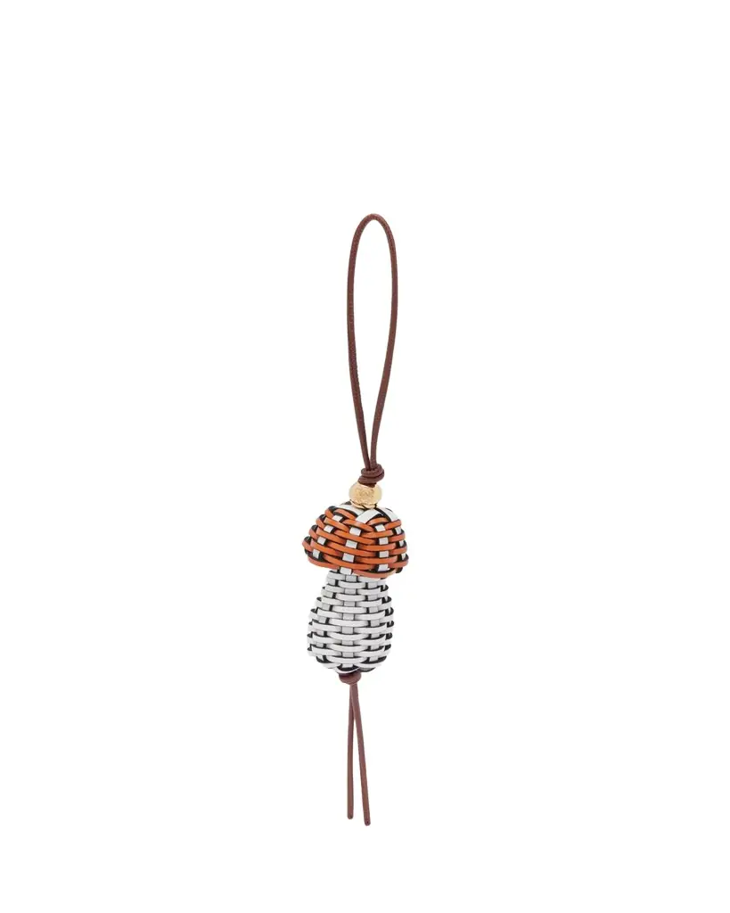 Loewe Mushroom Bag Charm in Woven Leather