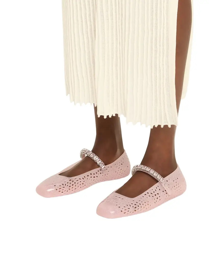 Jimmy Choo The Jelly Glitter Crystal-Strap Ballerina Flats