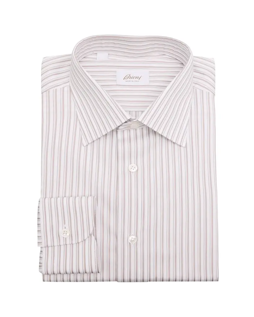 Brioni Men's Cotton Multi-Stripe Dress Shirt