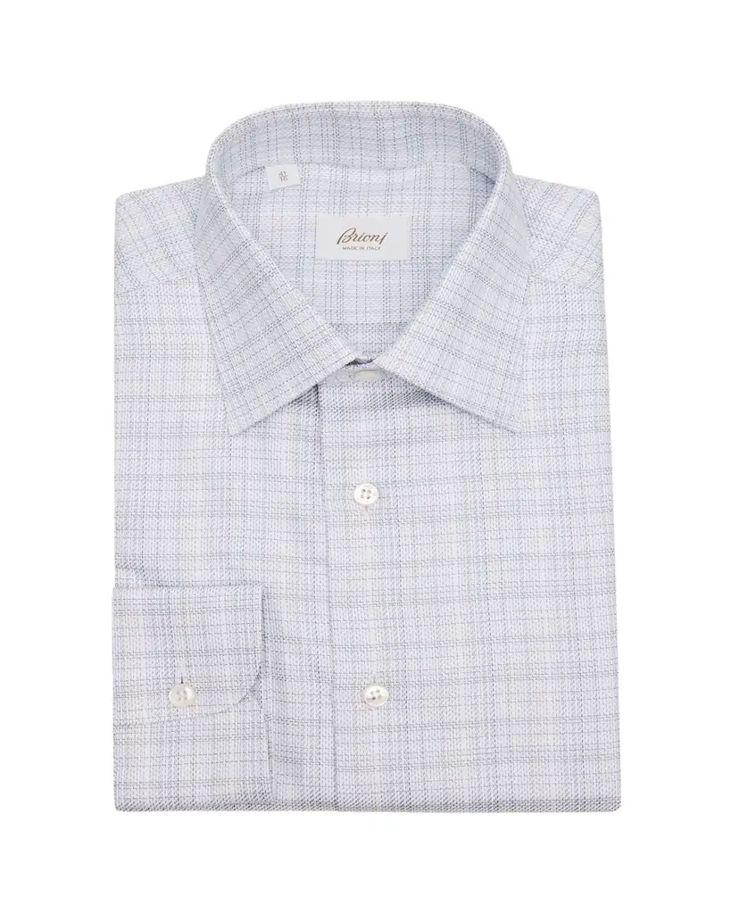 Brioni Men's Cotton Woven Plaid Dress Shirt