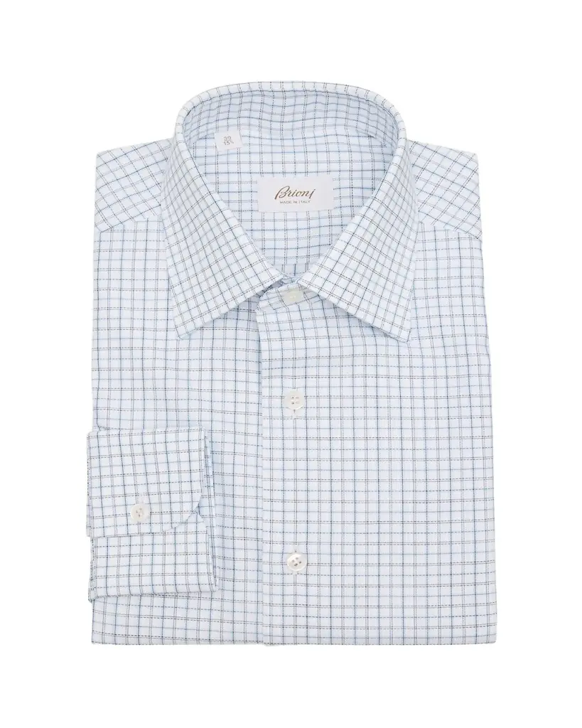 Brioni Men's Cotton Graph Check Dress Shirt