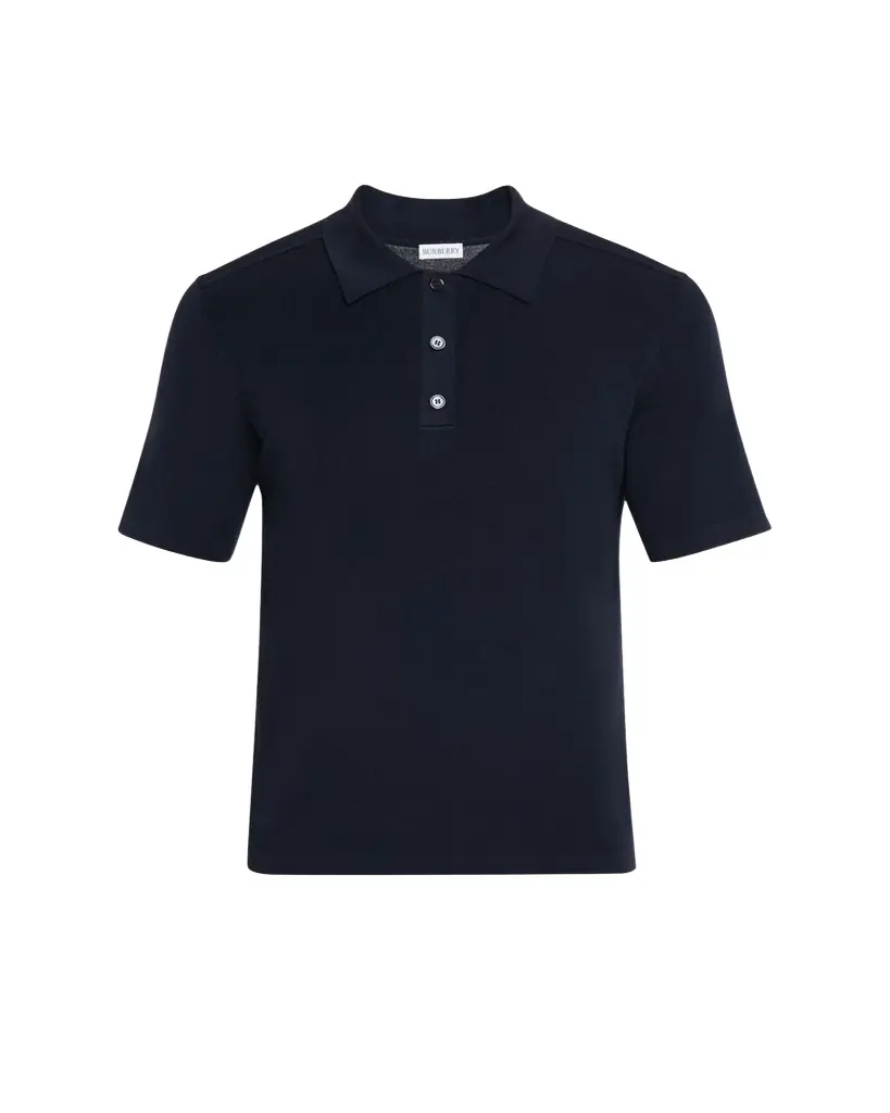 Burberry Men's Wool Knit Check-Placket Polo Shirt