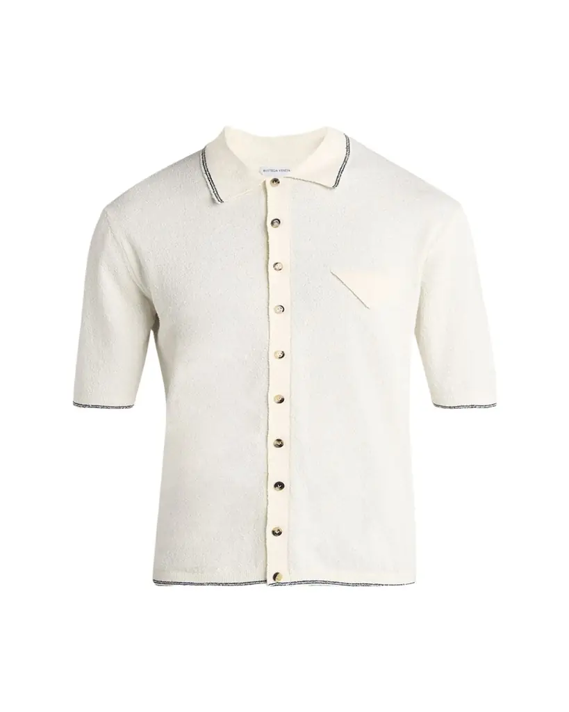 Bottega Veneta Men's Stripe Intarsia Knit Polo Shirt