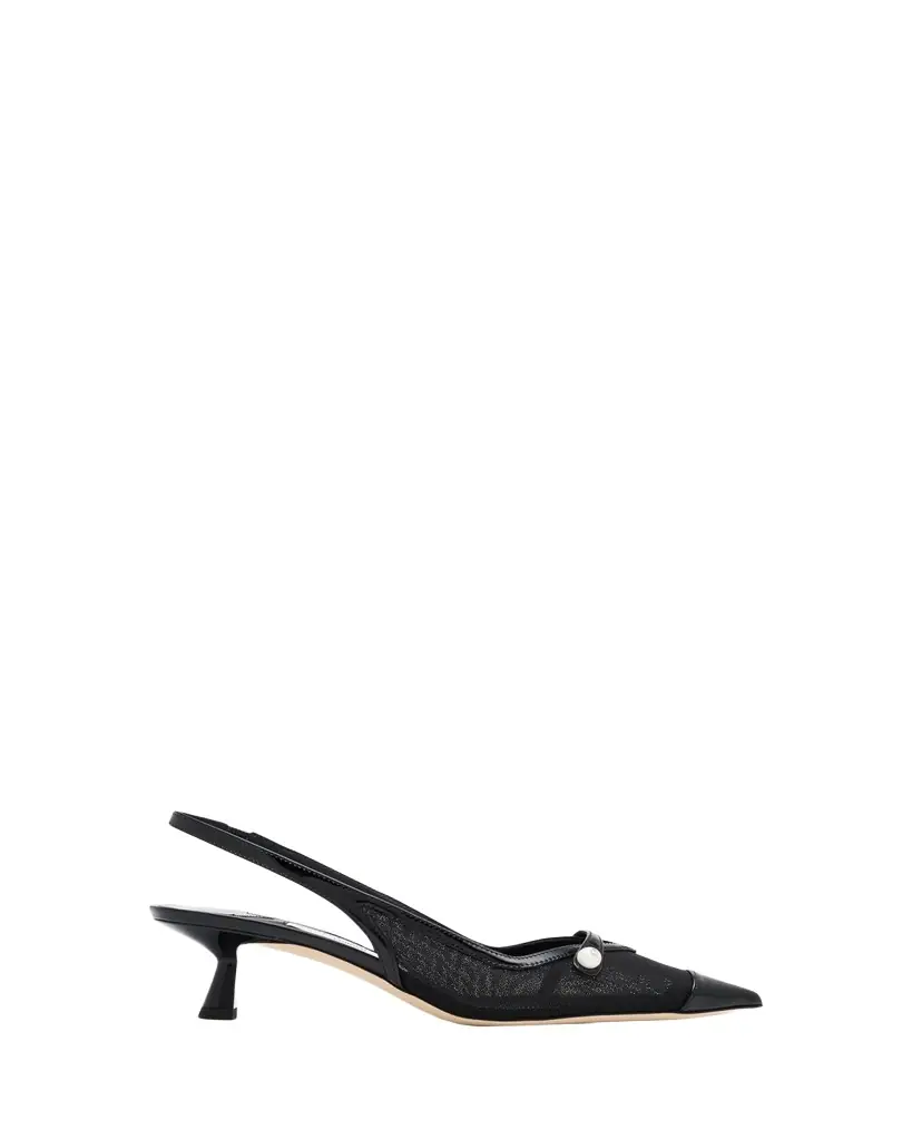 Jimmy Choo Amita Mesh Pearly-Strap Slingback Pumps