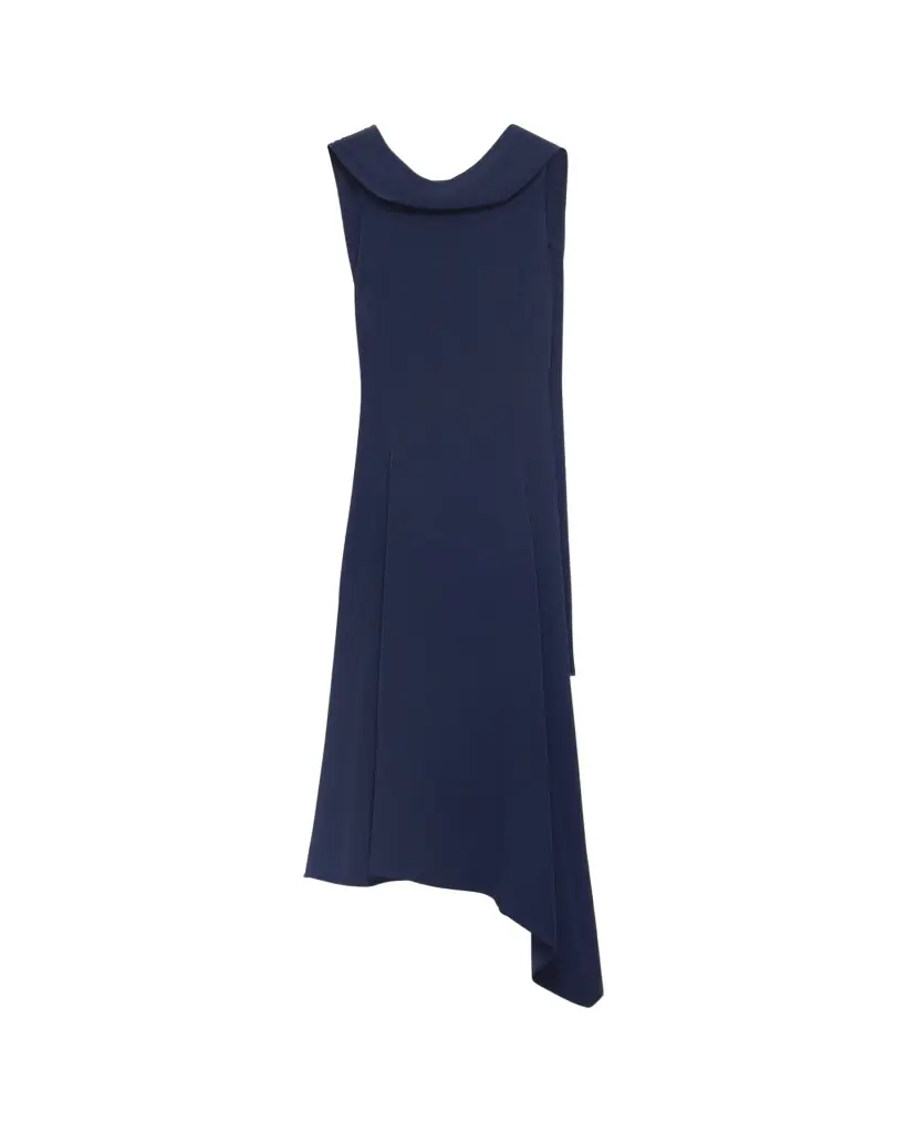 Prada Neck-Scarf Backless Cady Crepe Midi Dress