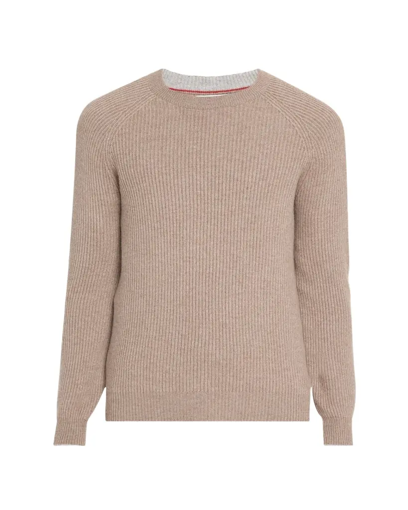 Brunello Cucinelli Men's Cashmere English Rib Crewneck Sweater
