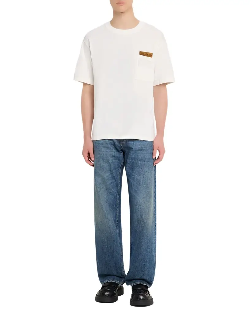 Bottega Veneta Men's Pima Cotton Jersey Intrecciato-Pocket T-Shirt