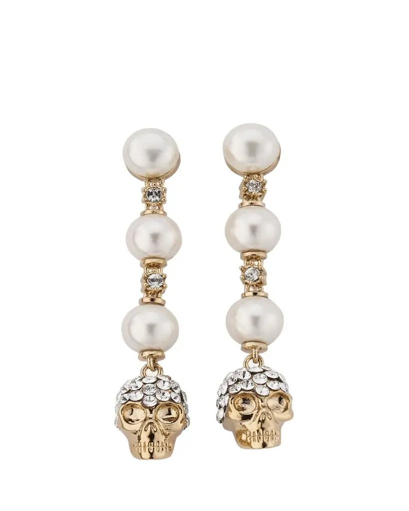 McQueen Pearly Skull Drop Earrings