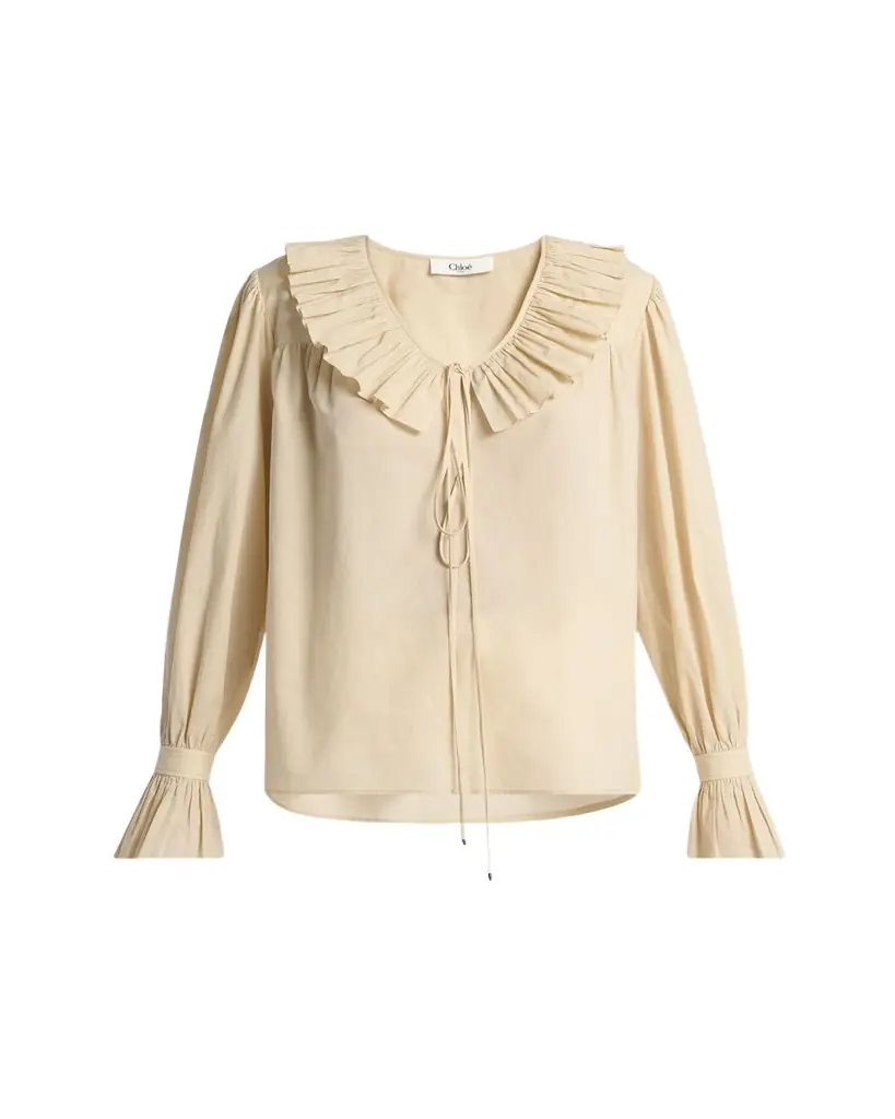 Chloe Ruffle Cotton Voile Blouse