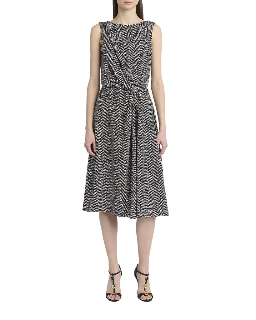 Dolce & Gabbana Draped Chevron Crepe Midi Dress