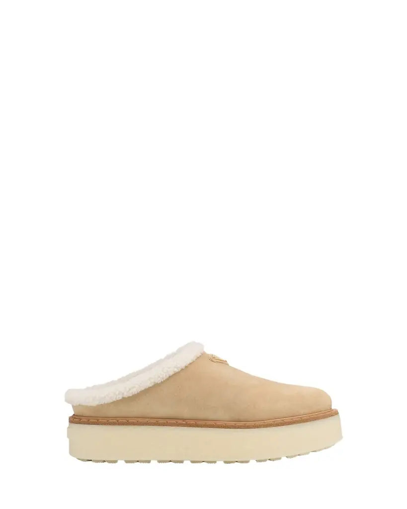 Prada Suede Shearling Cozy Platform Mules
