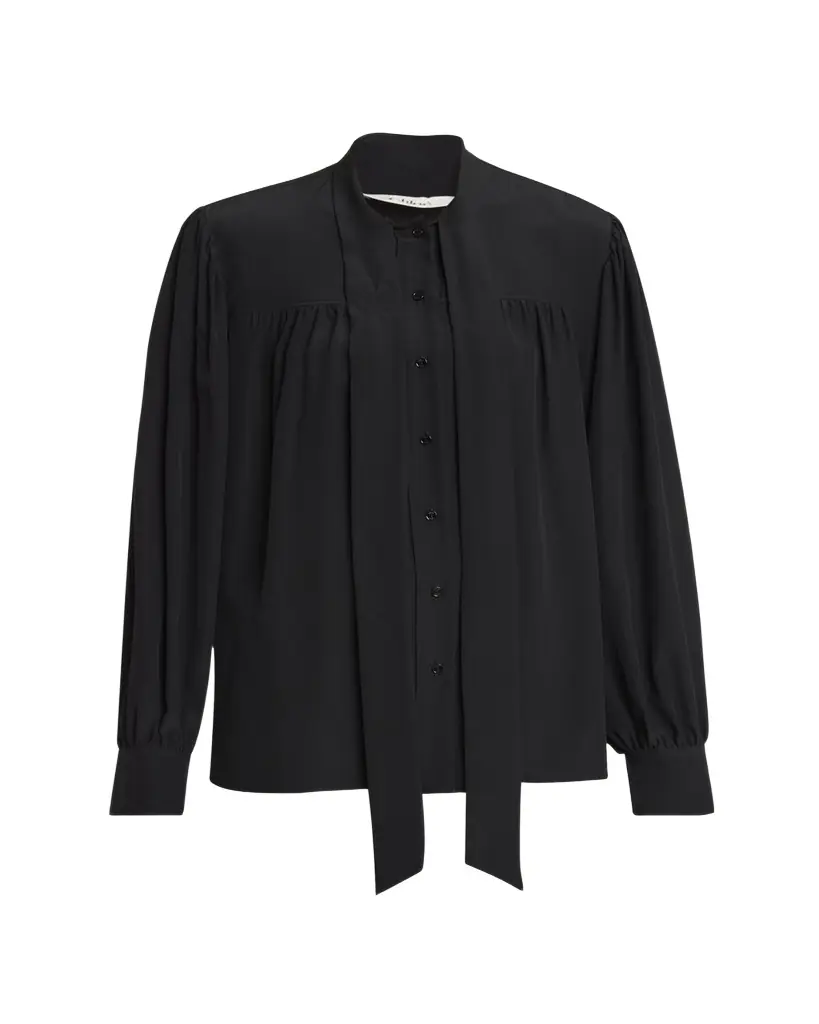 Chloe Organic Silk Crepe De Chine Neck-Scarf Blouse