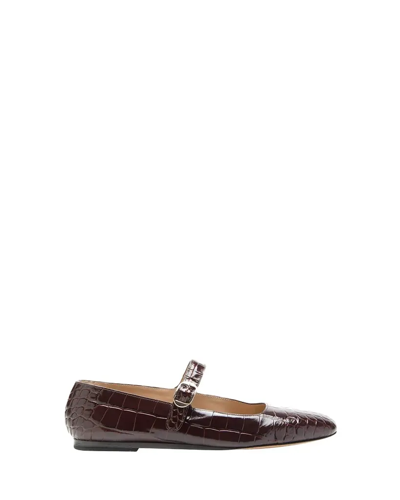Le Monde Beryl Croc-Effect Leather Mary Jane Ballerina Flats