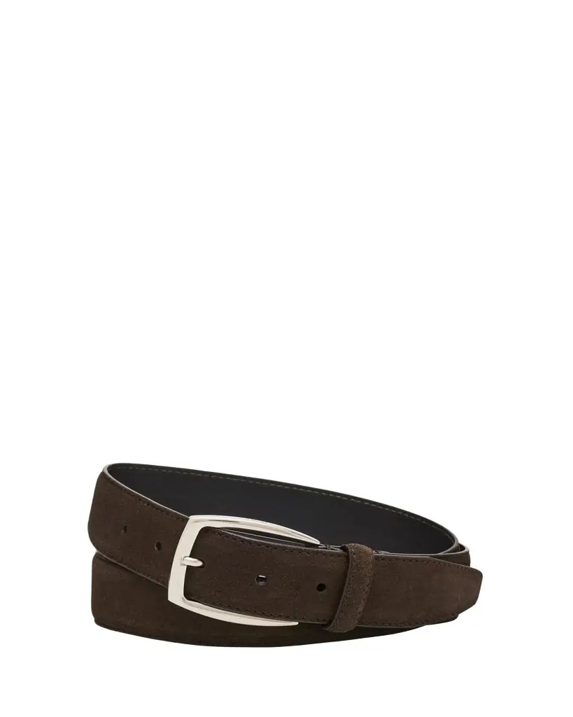 Brioni Men's Square-Buckle Suede Belt