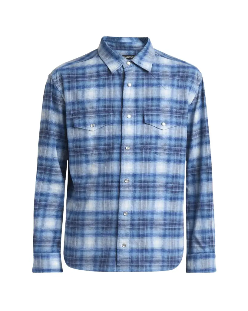 TOM FORD Men's Defused Check Slim Fit Western Shirt