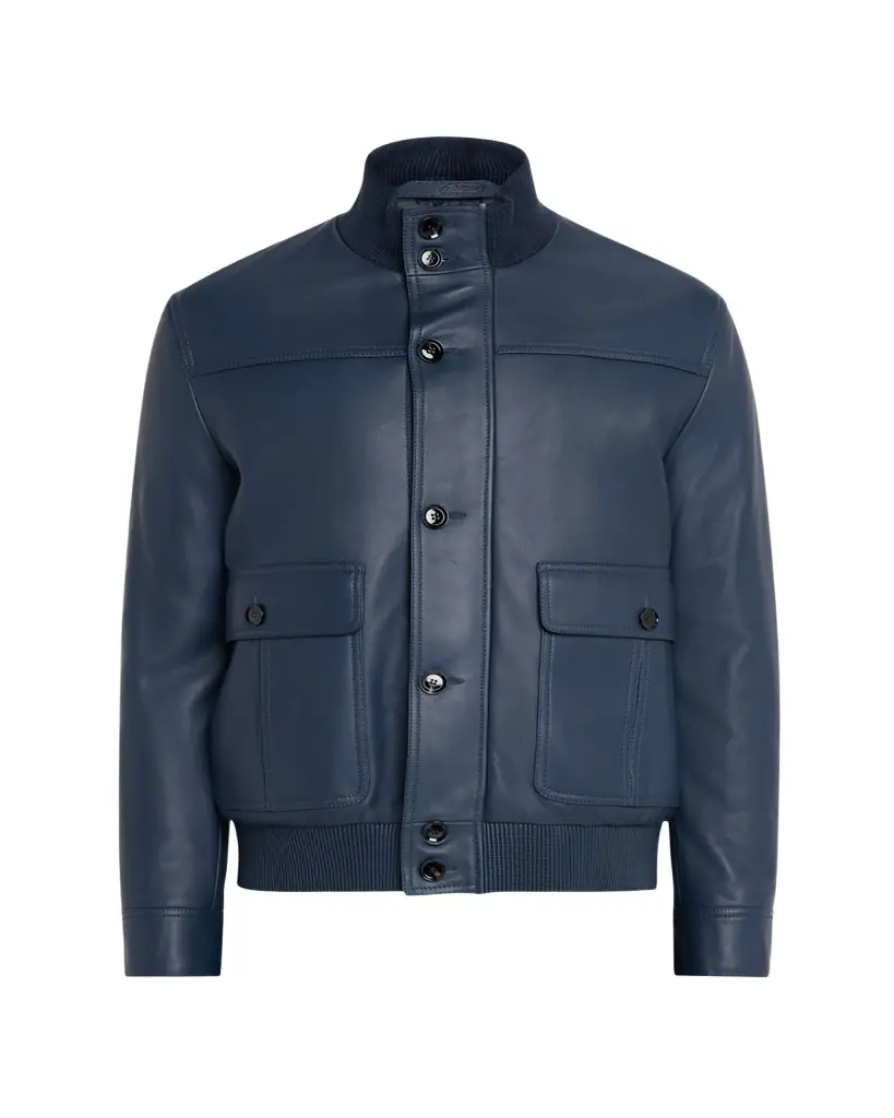 Brioni Men's Leather Button-Front Blouson