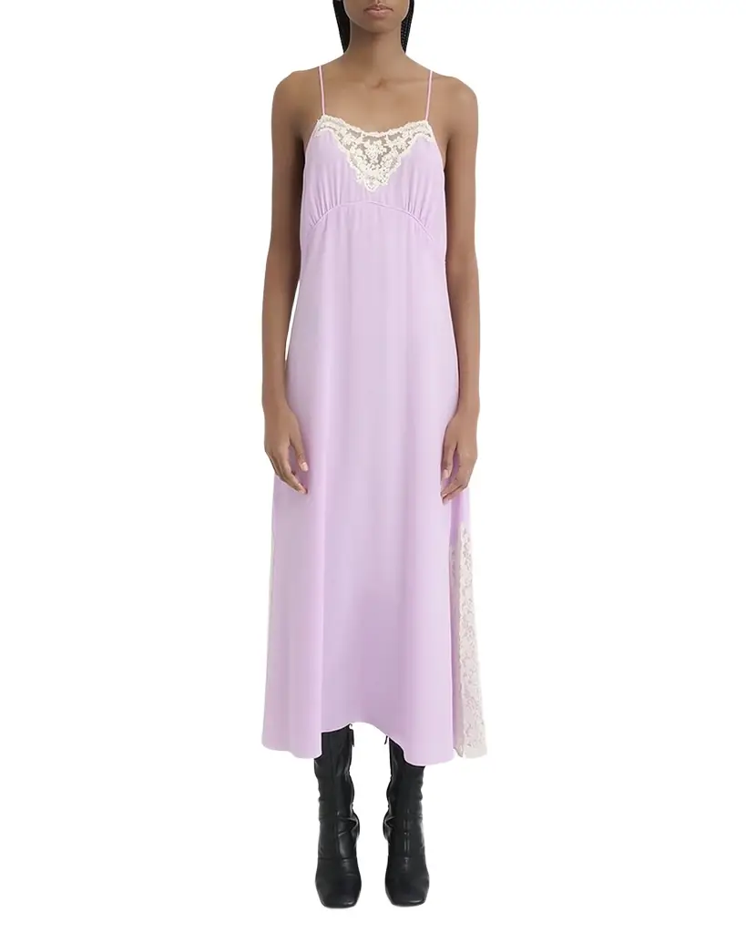 Chloe Lace-Trim Silk Midi Slip Dress