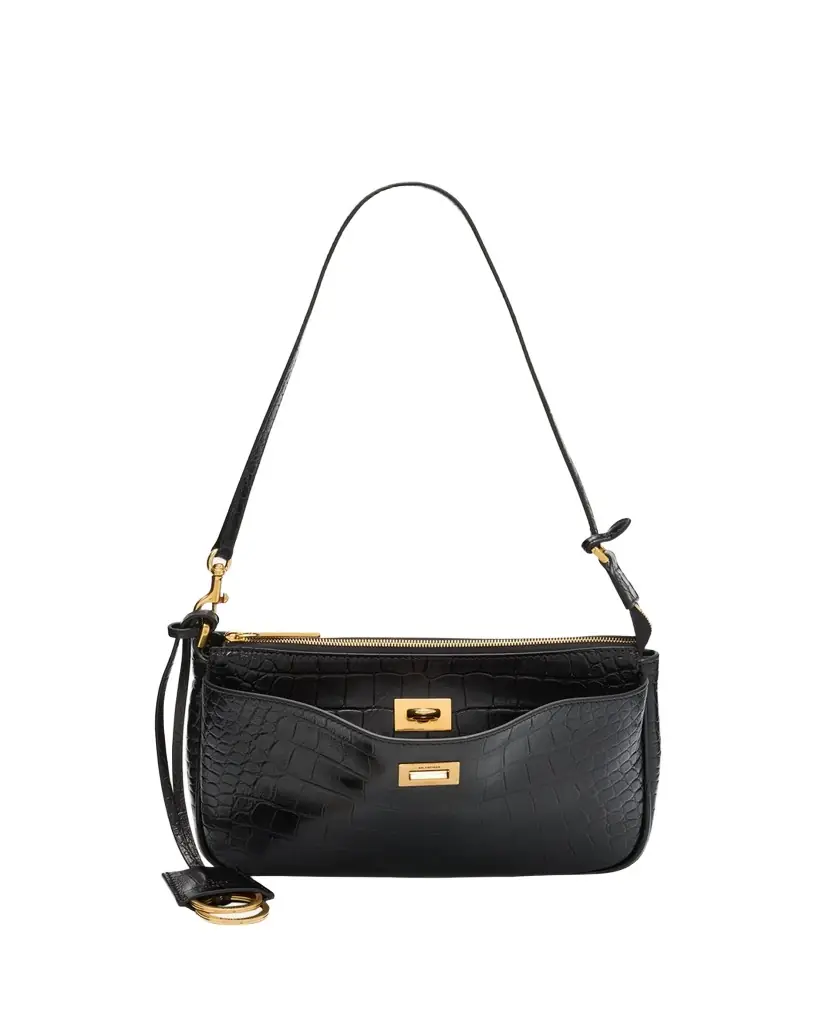 Balenciaga Rodeo Croc-Embossed Leather Pochette