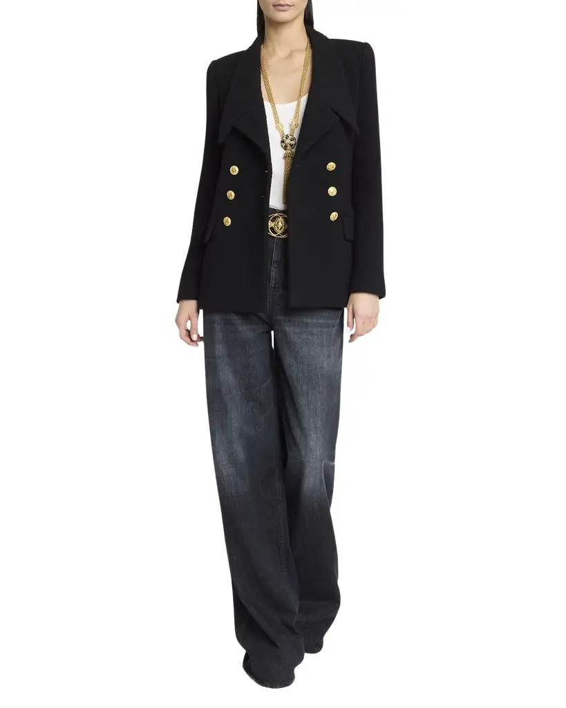 Chloe Cascade-Lapel Double-Breasted Boucle Jacket