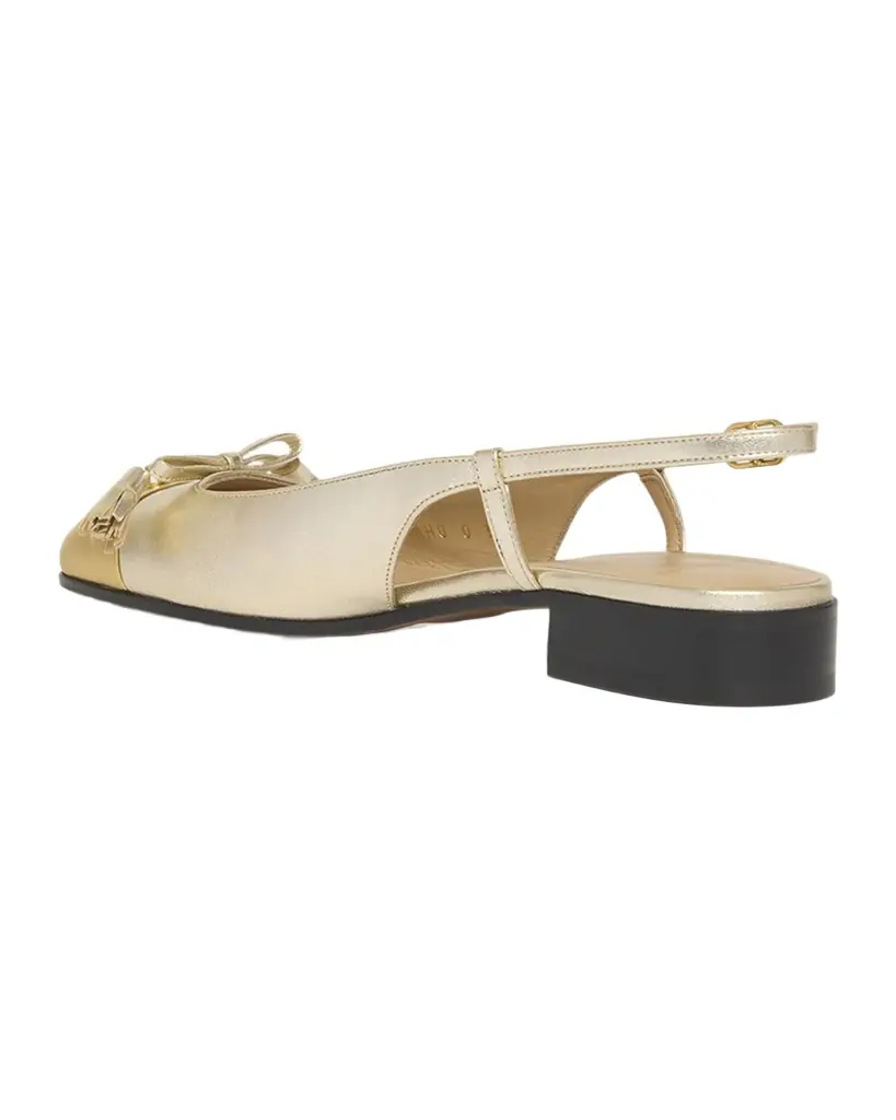 Valentino Garavani Valet Du Roi VLogo Metallic Leather Slingback Ballerina Flats