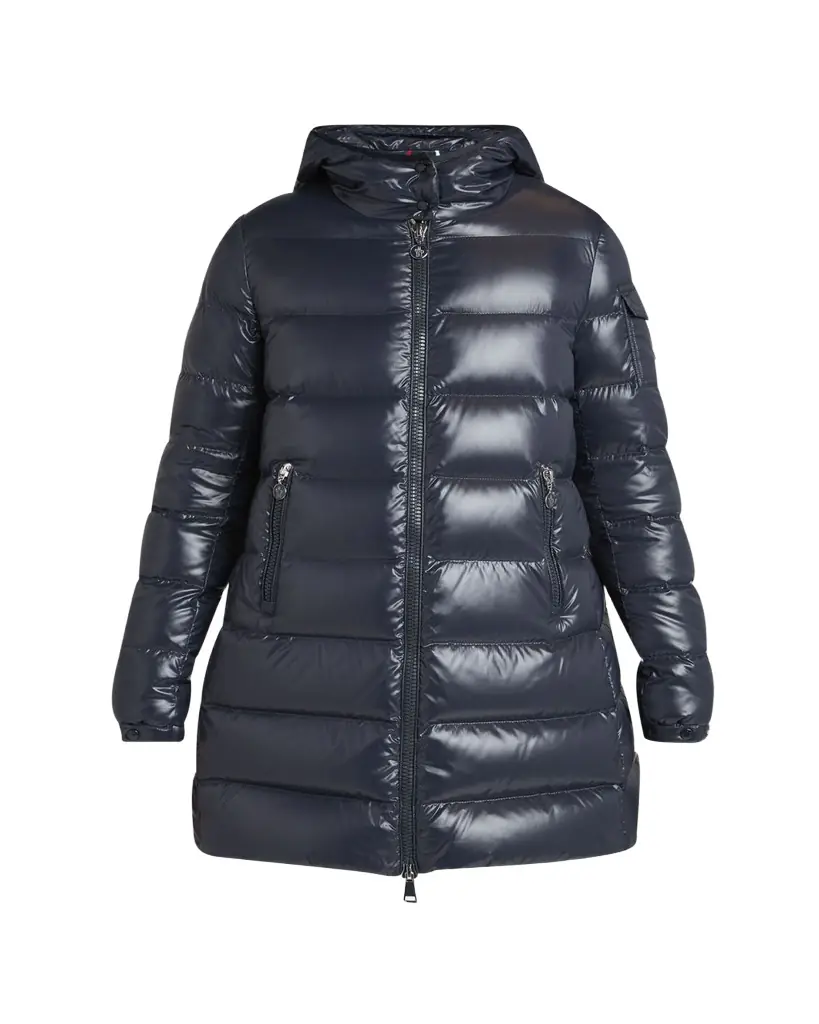 Moncler Courcelles Long Hooded Down Puffer Coat