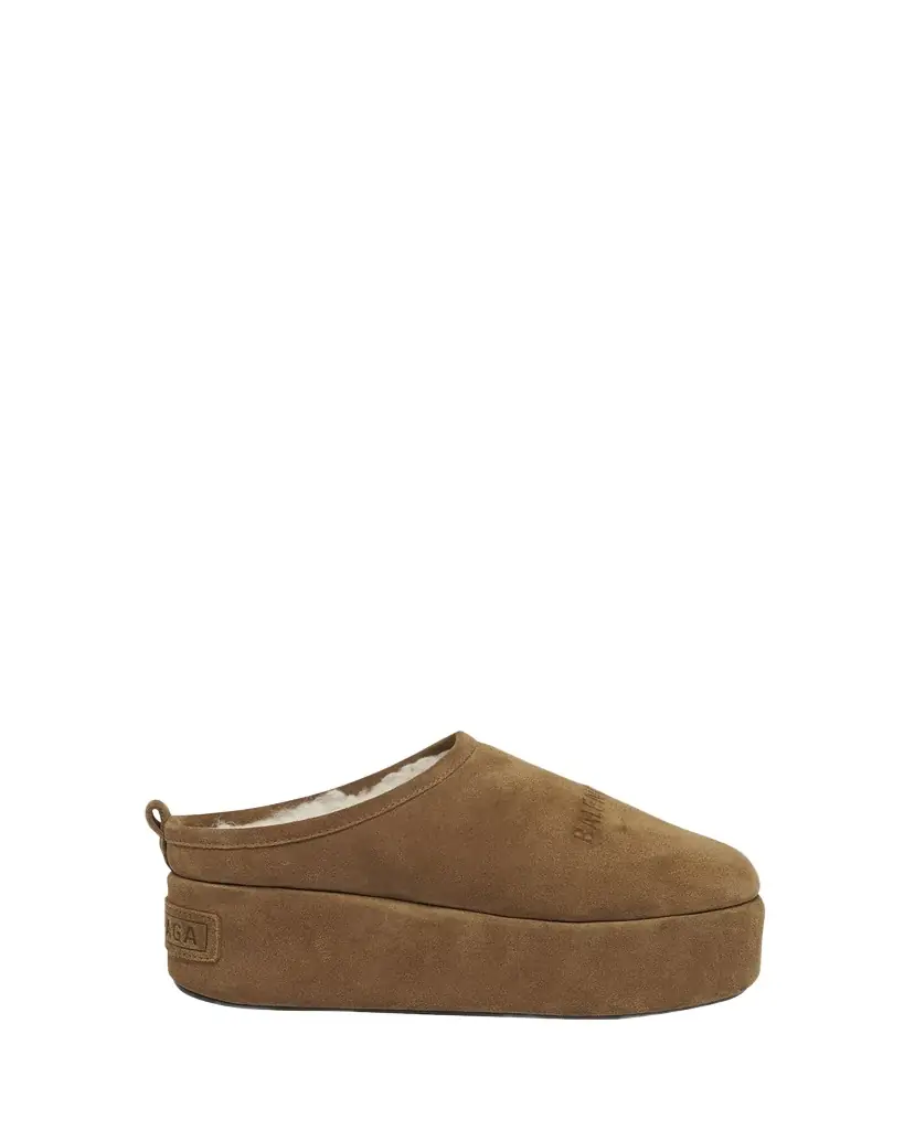 Balenciaga Alaska Suede Faux Shearling Mules