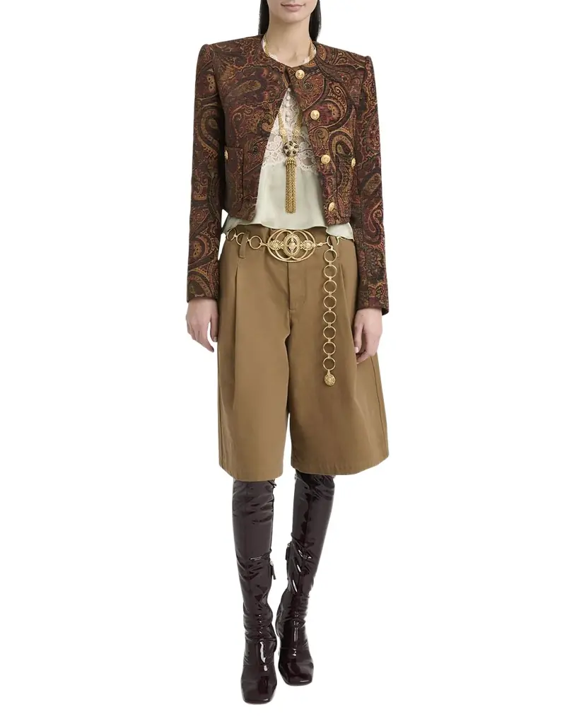 Chloe Paisley Velvet Single-Breasted Jacket