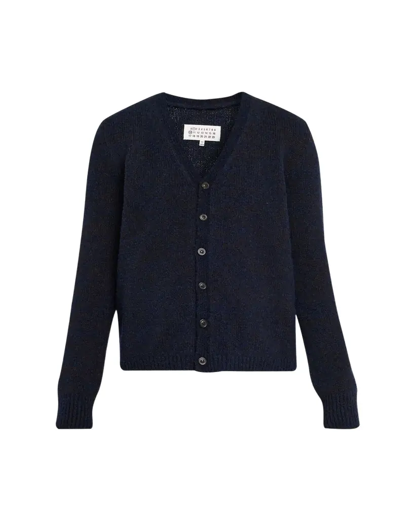 Maison Margiela Two-Toned Knit V-Neck Cardigan