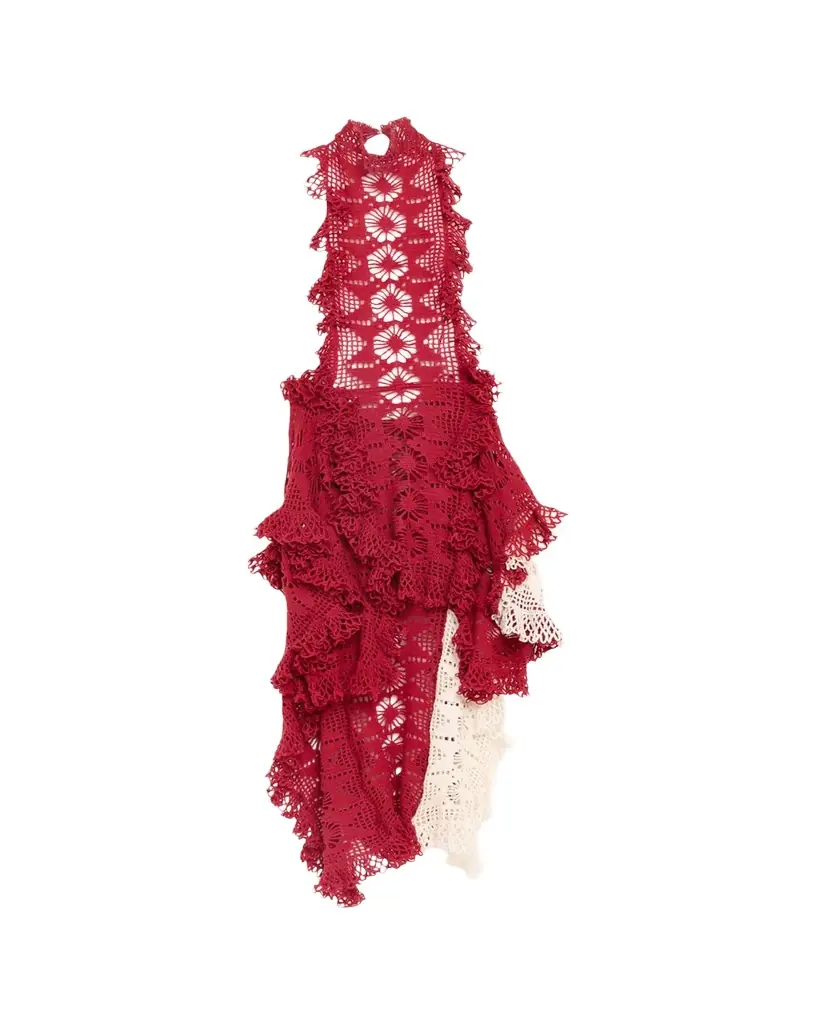 crochet knitted backless mini dress Sand Crochet Knit Halterneck Cut Out Backless Mini Dress
