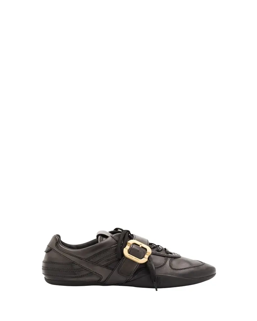 Miu Miu Allacciate Leather Buckle Low-Top Sneakers