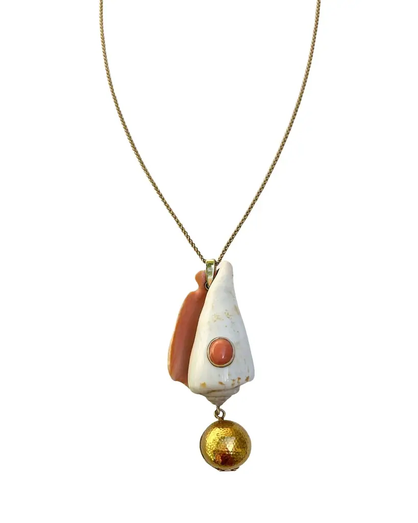 Haute Victoire 14K Shell and Coral Keepsake Necklace