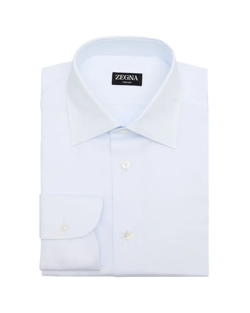 ZEGNA Men's Trecapi Textured Cotton Dress Shirt