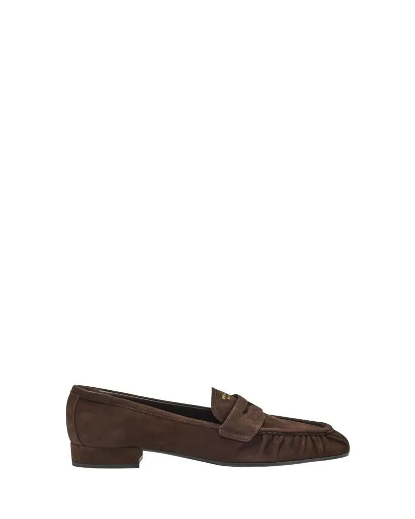 Prada Suede Ruched-Toe Penny Loafers