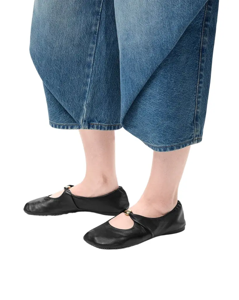 Loewe Pebble Soft Leather Ballerina Flats