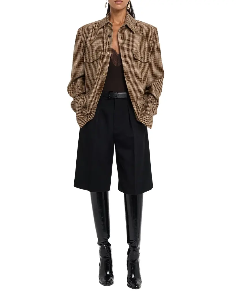 Saint Laurent Houndstooth Wool Shirt Jacket