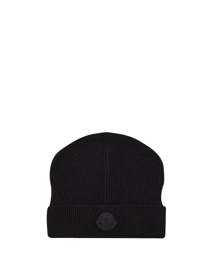 Moncler Men's Wool Beanie with Tonal Logo