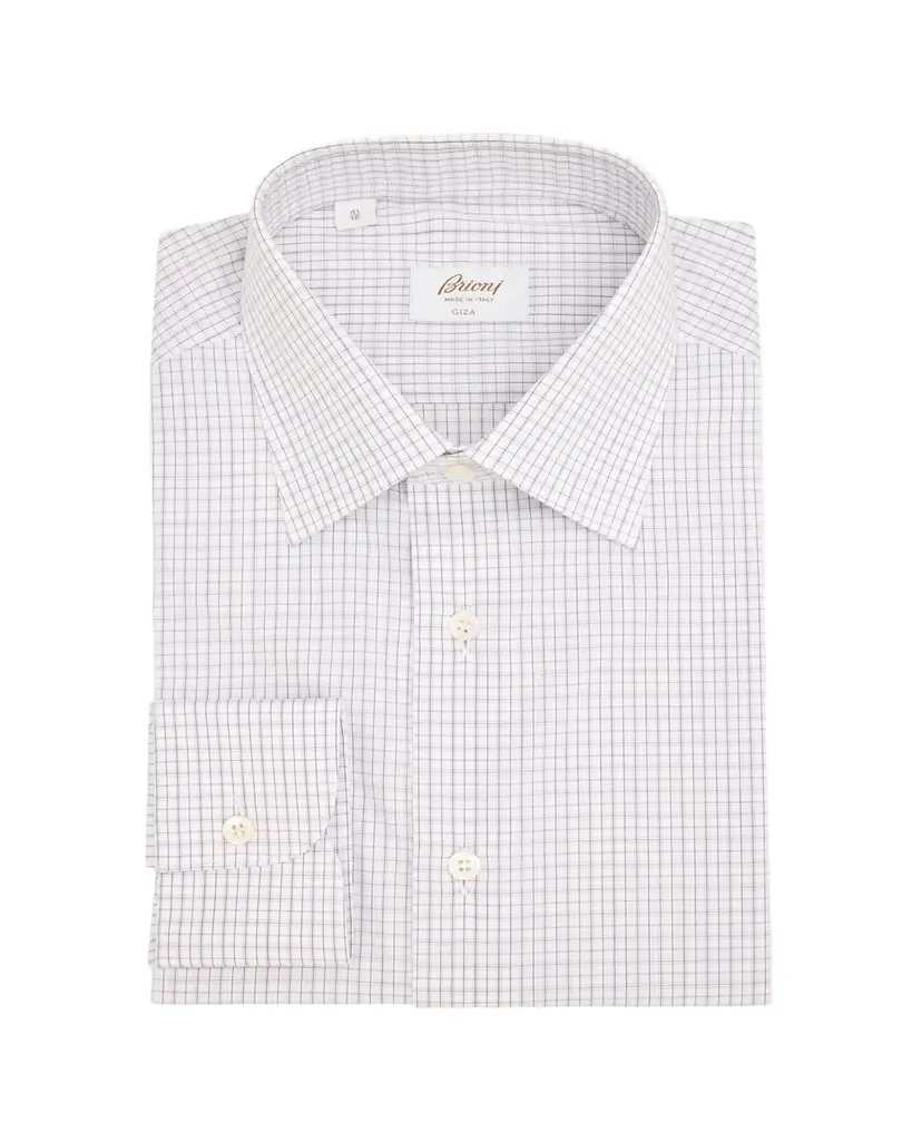 Brioni Men's Giza 87 Cotton Grid Check Dress Shirt