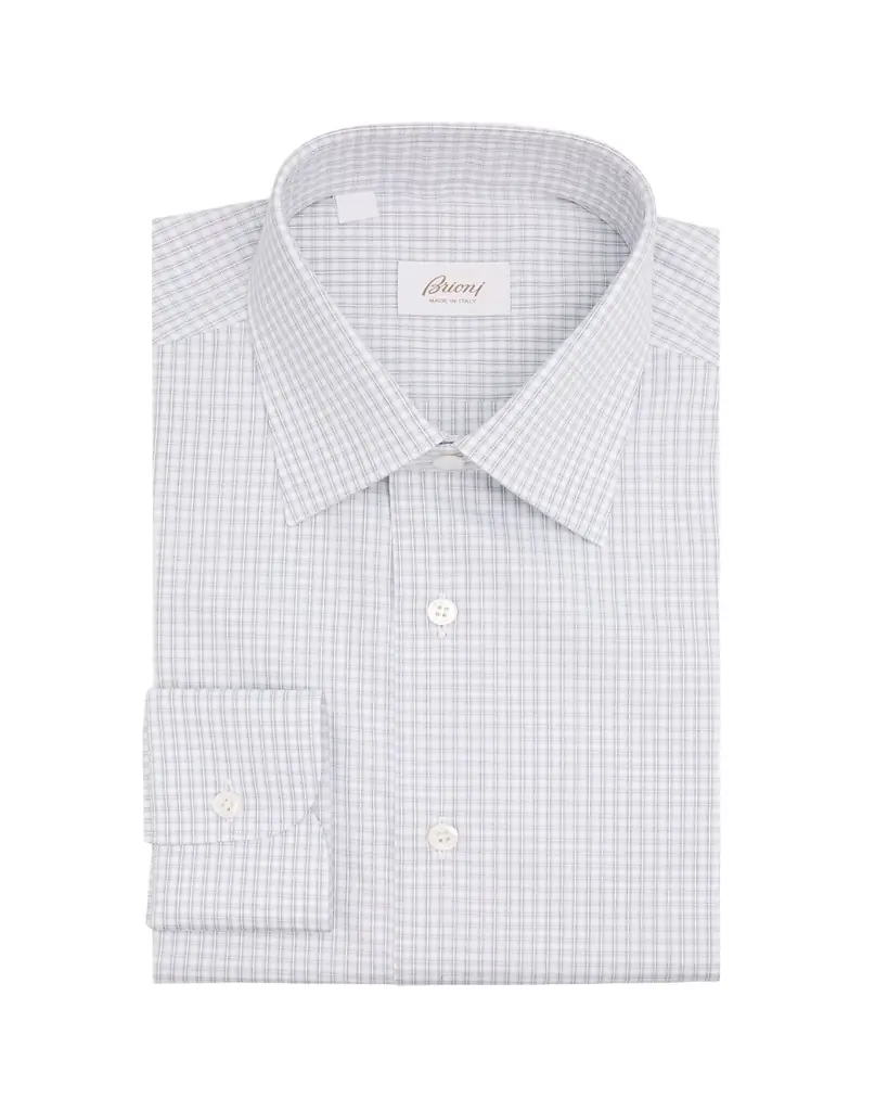Brioni Men's Classic-Fit Micro-Check Cotton Dress Shirt