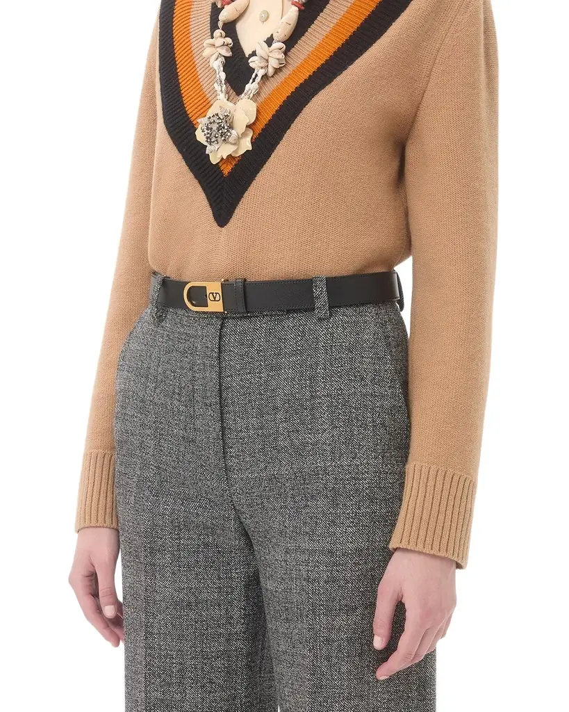 Valentino Garavani VLogo Signature Enameled Logo Leather Belt, 30mm