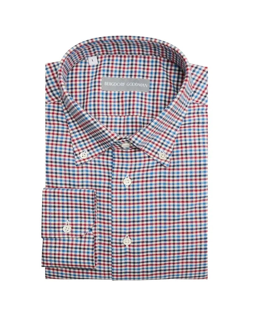 Bergdorf Goodman Men's Cotton Gingham Button-Collar Sport Shirt