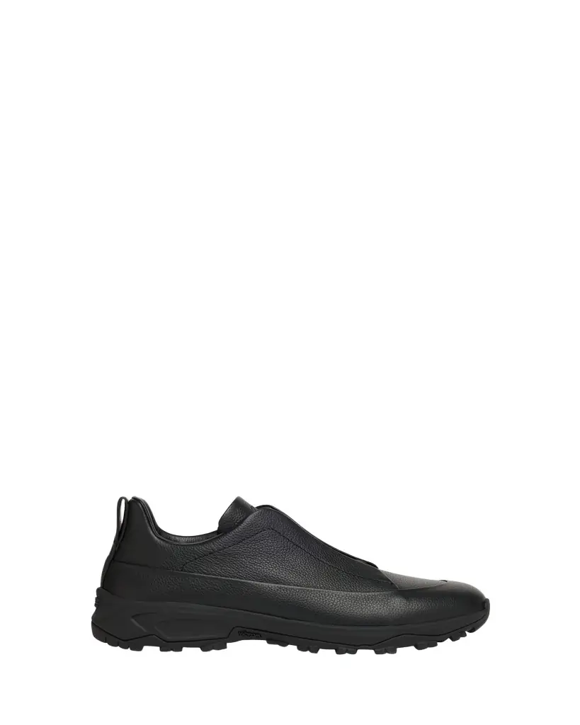 ZEGNA Men's Triple Stitch Monte Grained Leather Slip-On Sneakers