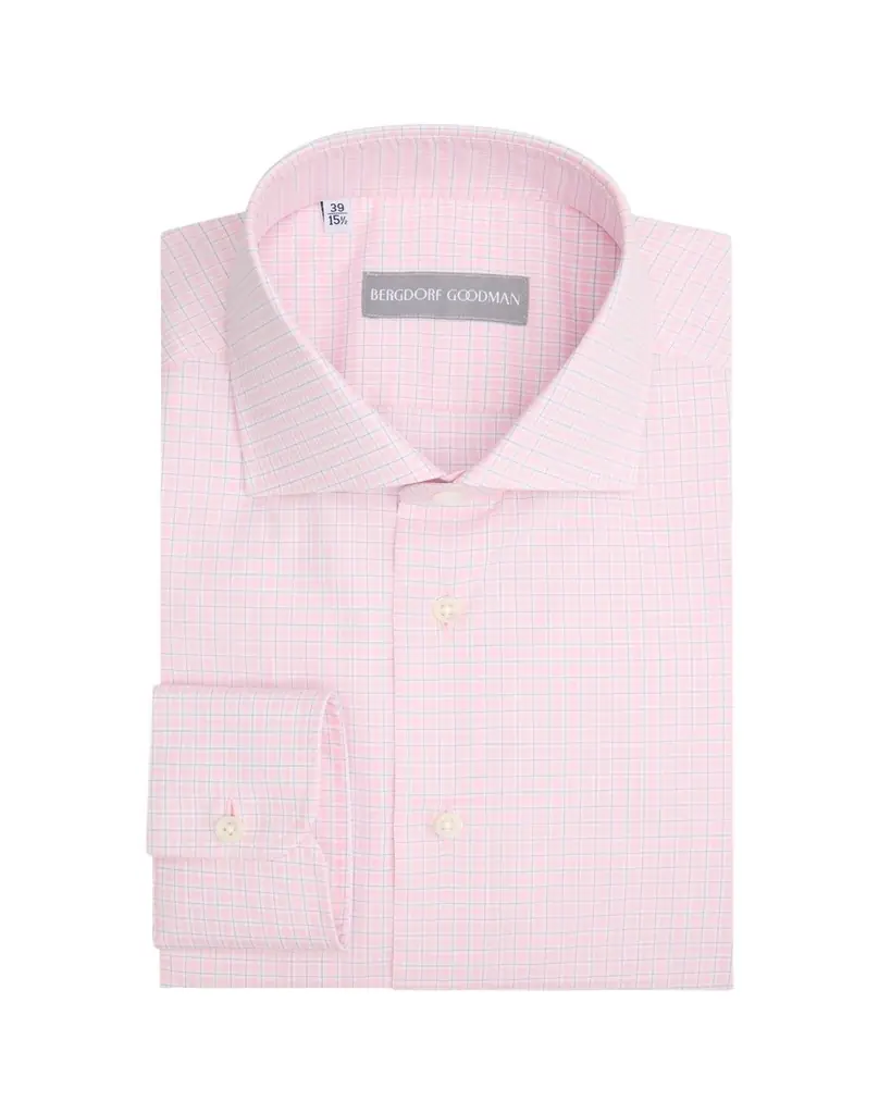 Bergdorf Goodman Men's Mini Check Button-Front Dress Shirt