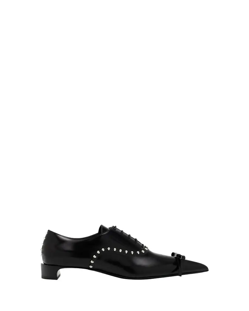 Jil Sander Studded Lace-Up Leather Oxford Pumps